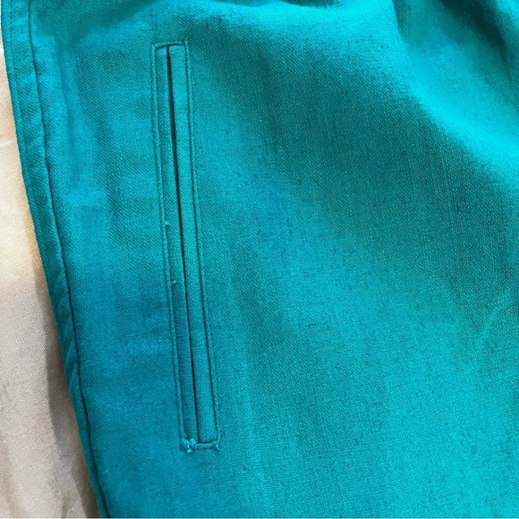 Womens August Max Green Linen Blend Casual Business Pants Elastic Waist NEW 20W - Picture 3 of 7